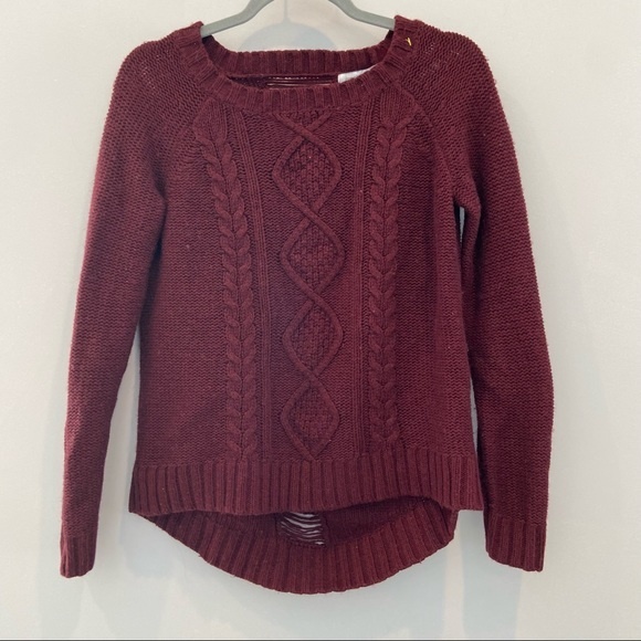 ANTHROPOLOGIE | Cupcakes and Cashmere Sweater Frayed Back Cut Out Wool Blend XS - Picture 2 of 6